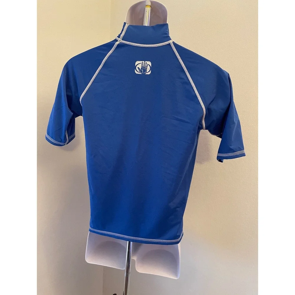 Body Glove Mens Rash Guard Blue Short Sleeve Mock Neck Sun Protection Size L - Picture 4 of 7